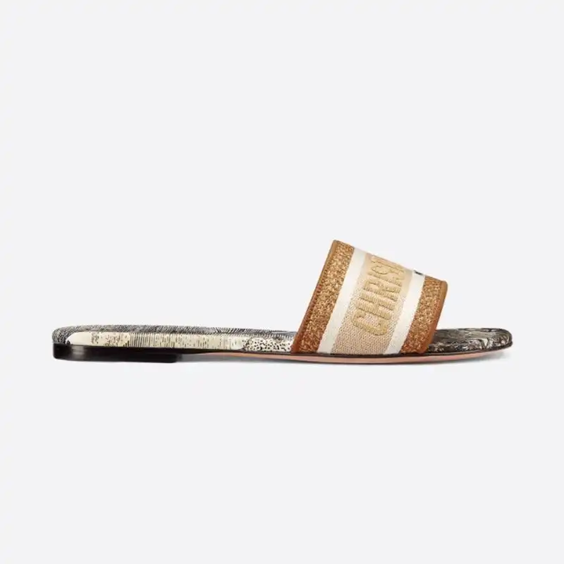 Cheap Christian Dior Dway Slides Women Baobab Motif Canvas Grey 0128