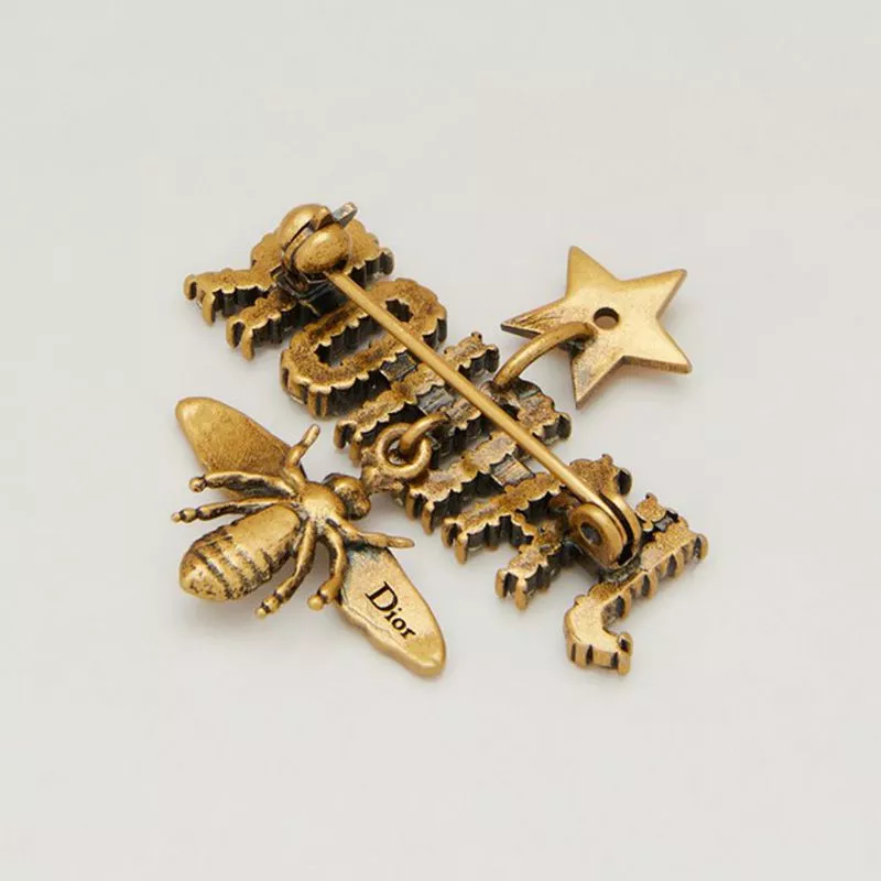 Cheap J'Adior Brooch with Bee Star White Crystals Gold 0113