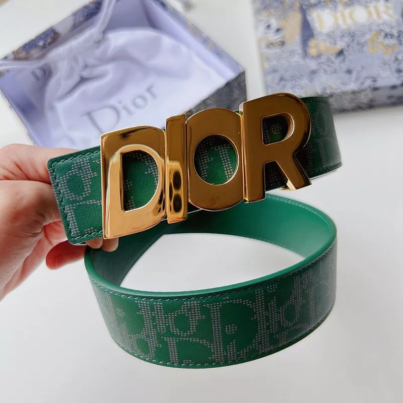 Dior Italic Buckle Reversible Belt Oblique Galaxy Leather Green 0113