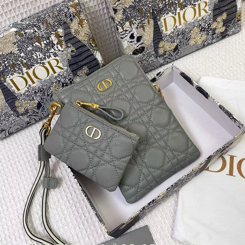 Dior Caro Multifunctional Pouch Cannage Calfskin Sky Blue 0112