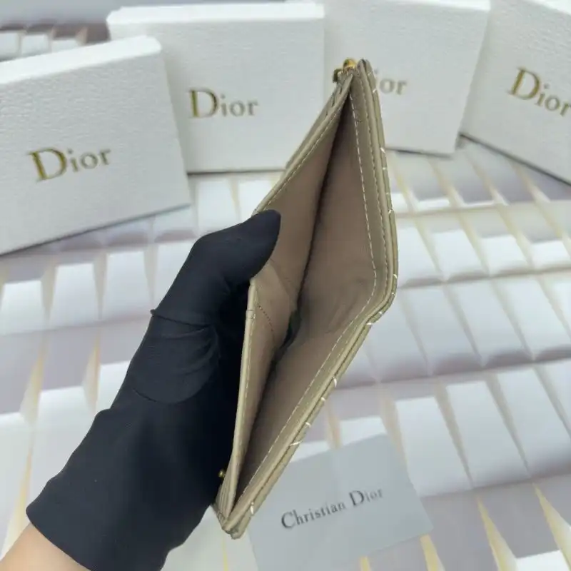 Cheap Dior Caro Dahlia Card Holder Cannage Calfskin Brown 0124