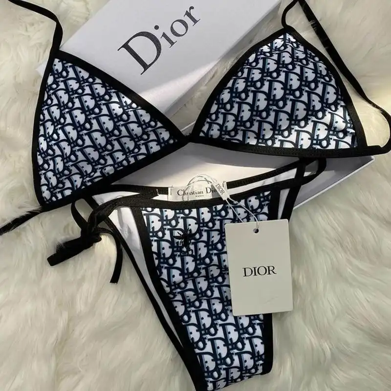 Cheap Dior Bikini Women Oblique with Bee CD Motif Lycra Blue 0129