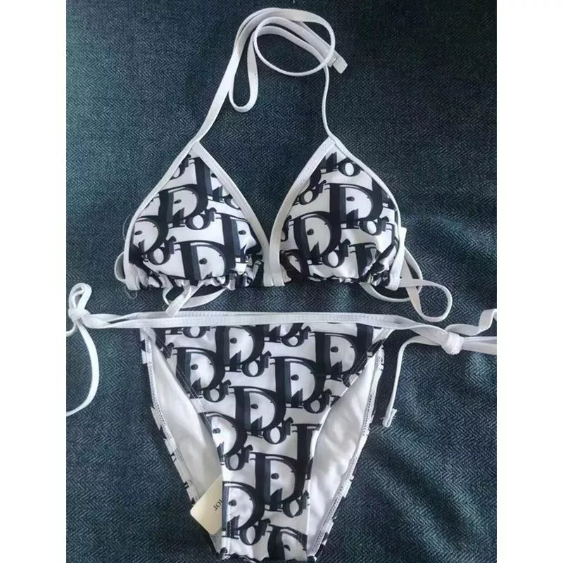 Dior Bikini Women Oblique Motif Lycra White Black 0112