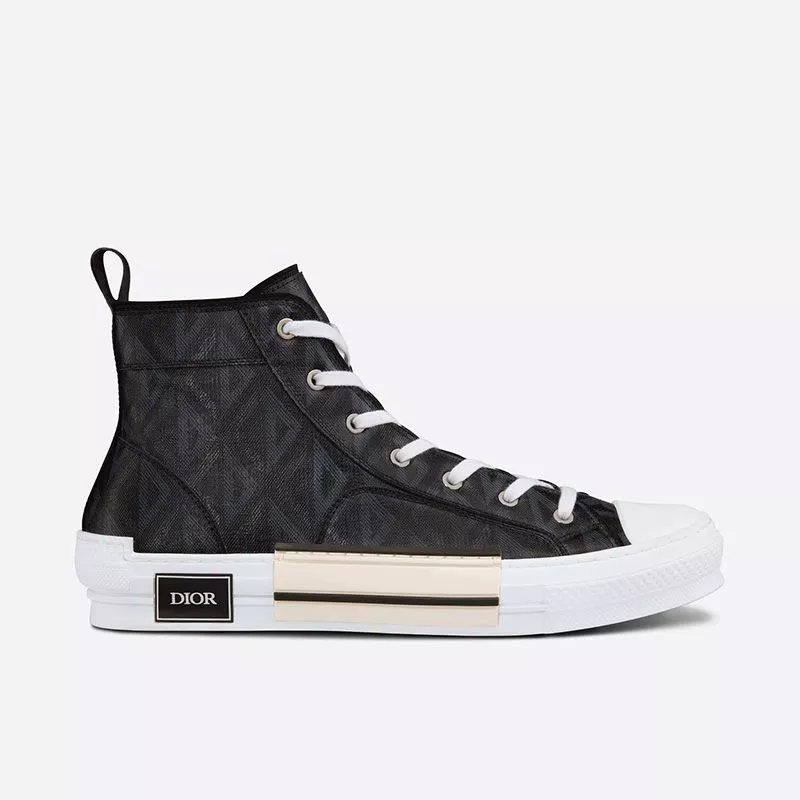 Cheap Dior B23 High-Top Sneakers Unisex CD Diamond Motif Canvas Black 0115