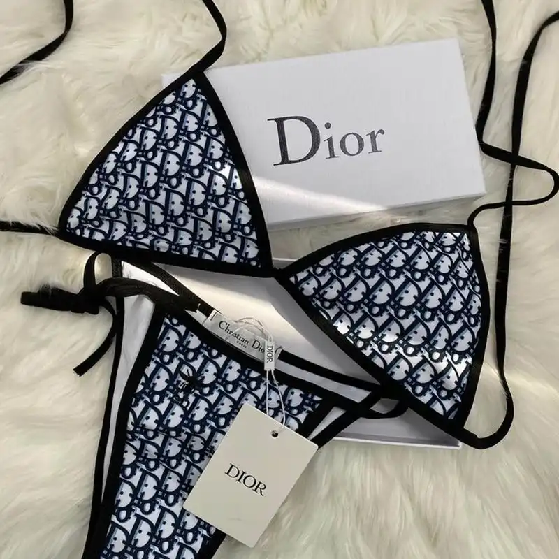 Cheap Dior Bikini Women Oblique with Bee CD Motif Lycra Blue 0129