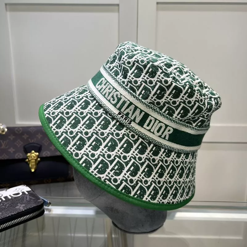 Christian Dior Bucket Hat D-Oblique Motif Canvas Green 0113