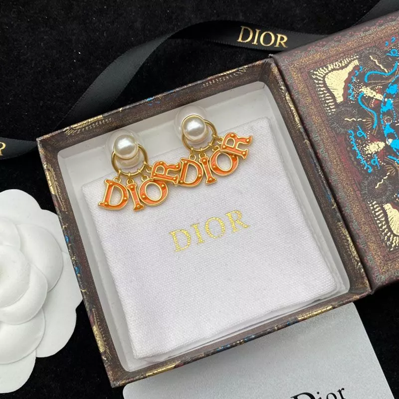 Dior Tribales Earrings Metal, Orange Transparent Resin And White Resin Pearl Gold 0118