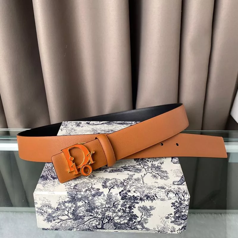 Lady Dior Belt Enameled Calfskin Brown 0112