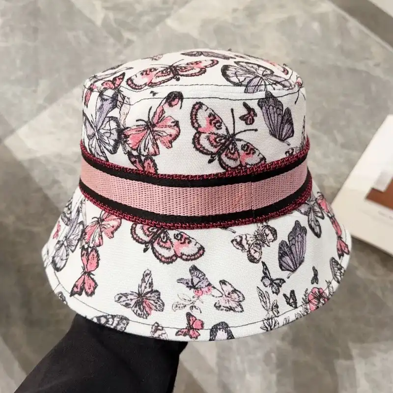 Cheap Christian Dior Bucket Hat Toile de Jouy Mexico Motif Cotton White Pink 0122