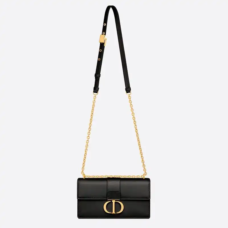 Cheap Dior 30 Montaigne East-West Bag With Chain Calfskin Black 0125