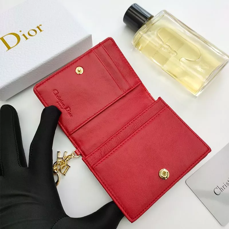 Cheap Lady Dior Flap Card Holder Patent Cannage Calfskin Red 0120