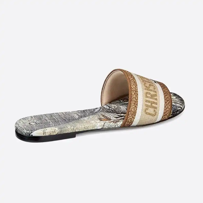 Cheap Christian Dior Dway Slides Women Baobab Motif Canvas Grey 0128