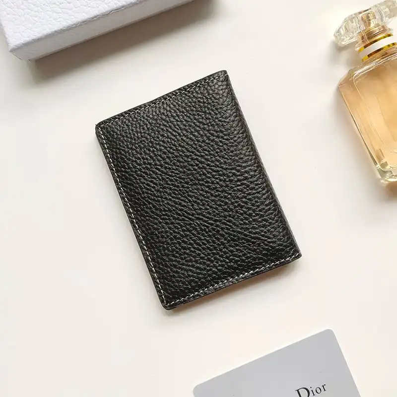 Cheap Dior Saddle Bi-Fold Card Holder Grained Calfskin Black 0123