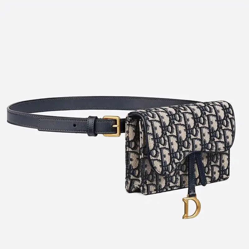 Cheap Dior Saddle Belt Pouch Oblique Motif Canvas Blue 0123