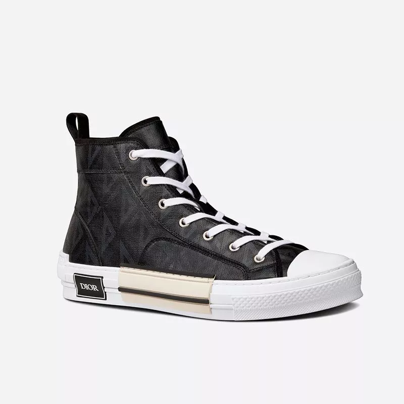 Dior B23 High-Top Sneakers Unisex CD Diamond Motif Canvas Black 0115