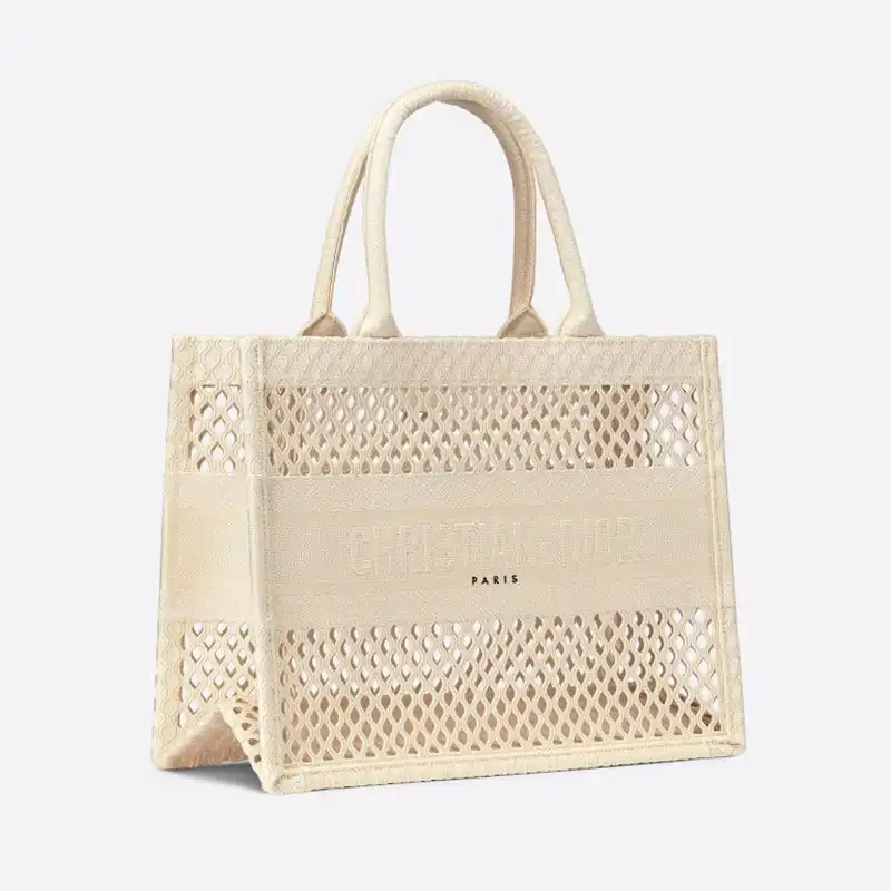 Cheap Dior Book Tote Mesh Motif Canvas Beige 0125