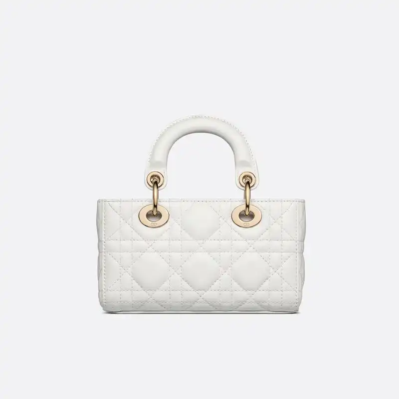 Cheap Micro Lady D-Joy Bag Cannage Lambskin White 0126