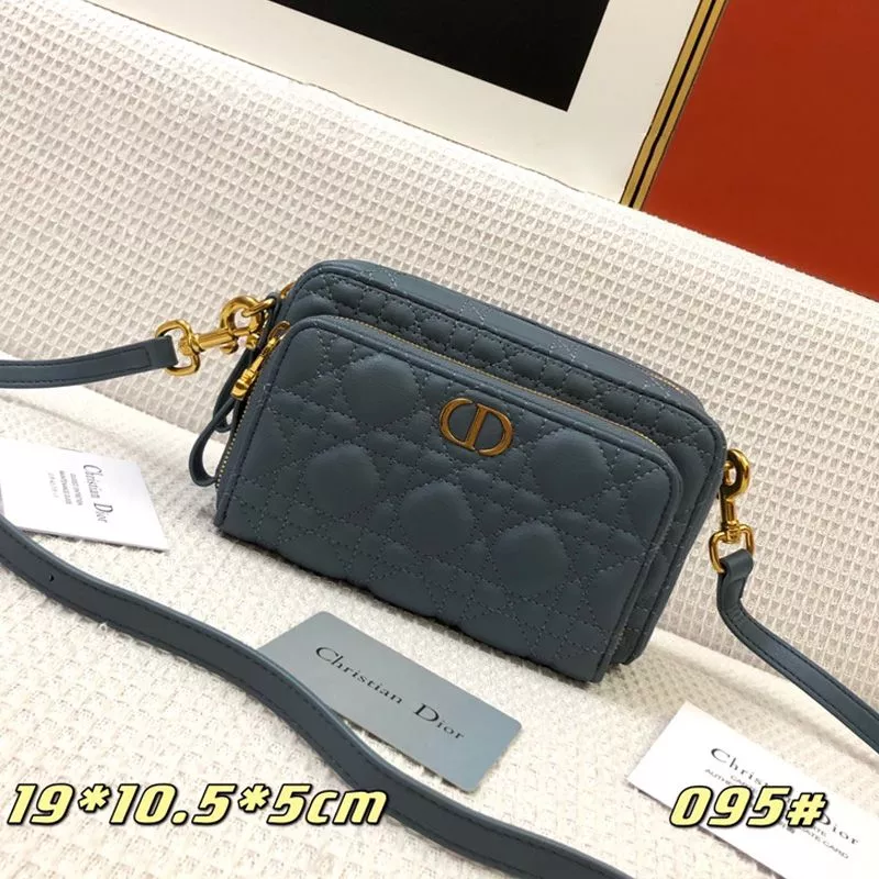 Dior Caro Double Pouch Cannage Calfskin Blue 0112