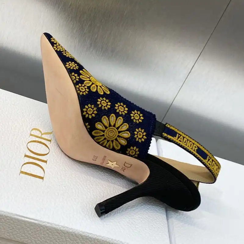 Cheap J'Adior Slingback Pumps Women Saint-Gall Floral Motif Mesh Blue Gold 0128