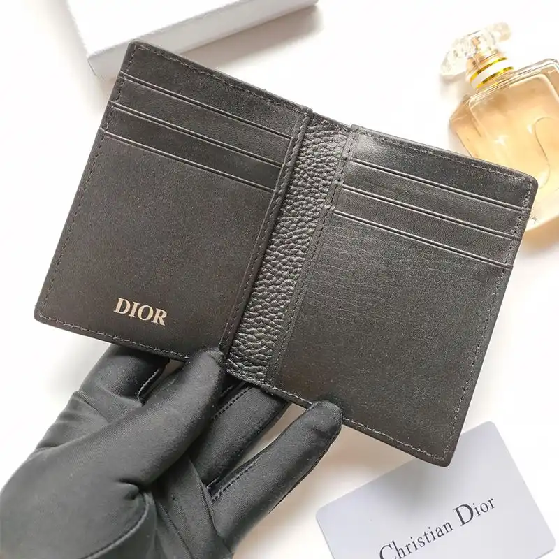 Cheap Dior Saddle Bi-Fold Card Holder Grained Calfskin Black 0123