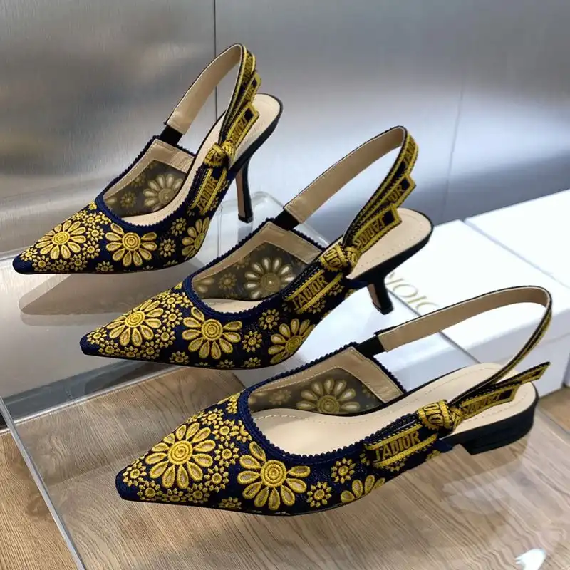 Cheap J'Adior Slingback Pumps Women Saint-Gall Floral Motif Mesh Blue Gold 0128