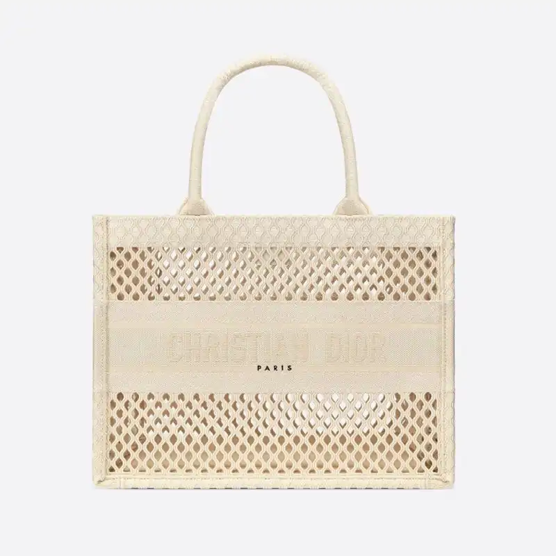 Cheap Dior Book Tote Mesh Motif Canvas Beige 0125