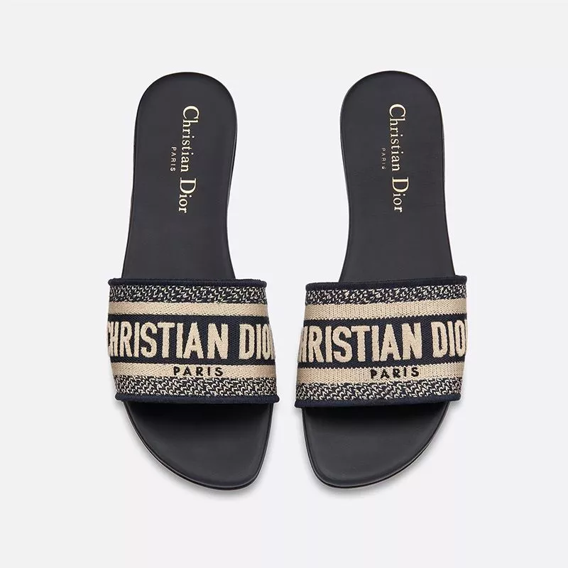 Christian Dior Dway Slides Women Canvas Blue 0115