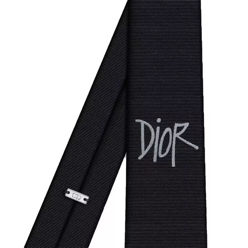 Cheap Dior Tie Shawn Logo Motif Silk Black 0113