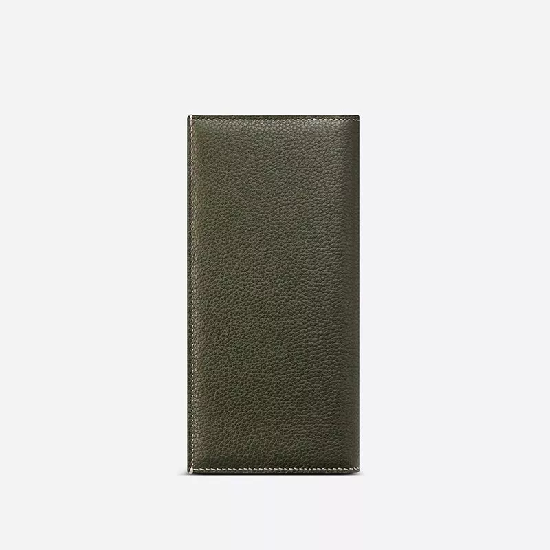 Cheap Large Dior Vertical Wallet Grained Calfskin with CD Icon Signature Olive 0120