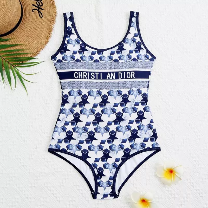 Christian Dior Swimsuit Women Etoile Motif Lycra Blue 0117