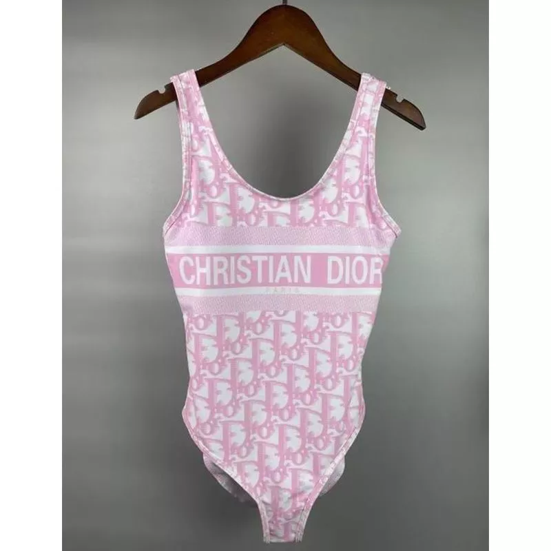 Christian Dior Swimsuit Women Oblique Motif Lycra Pink 0116