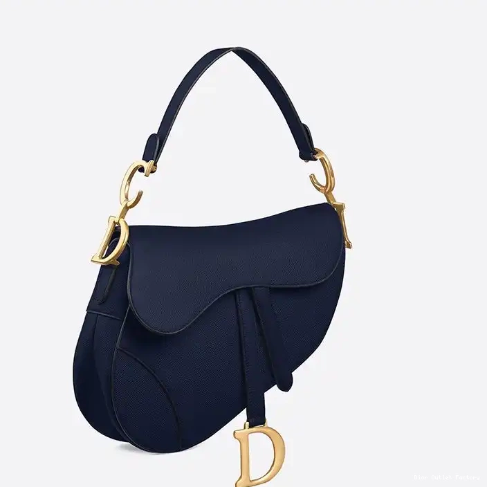 Cheap Dior Calfskin Navy Saddle Grained Blue Bag 0219