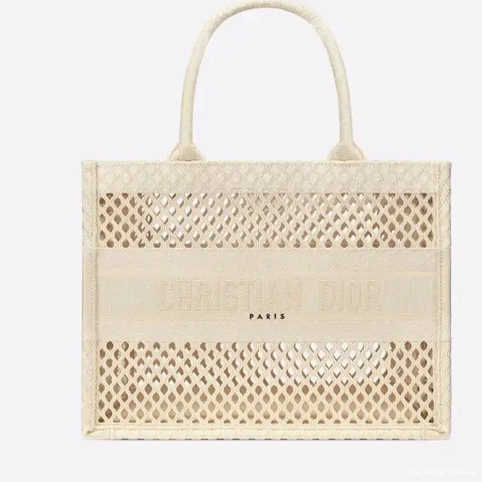 Cheap Tote Mesh Book Beige Canvas Dior Motif 0216