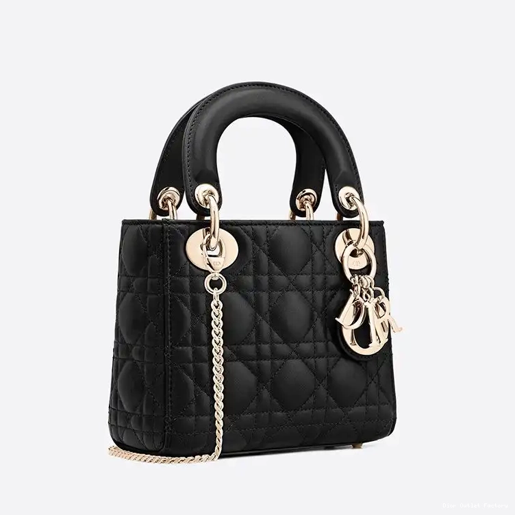 Cheap Dior Cannage Black Bag Mini Lady Lambskin 0220