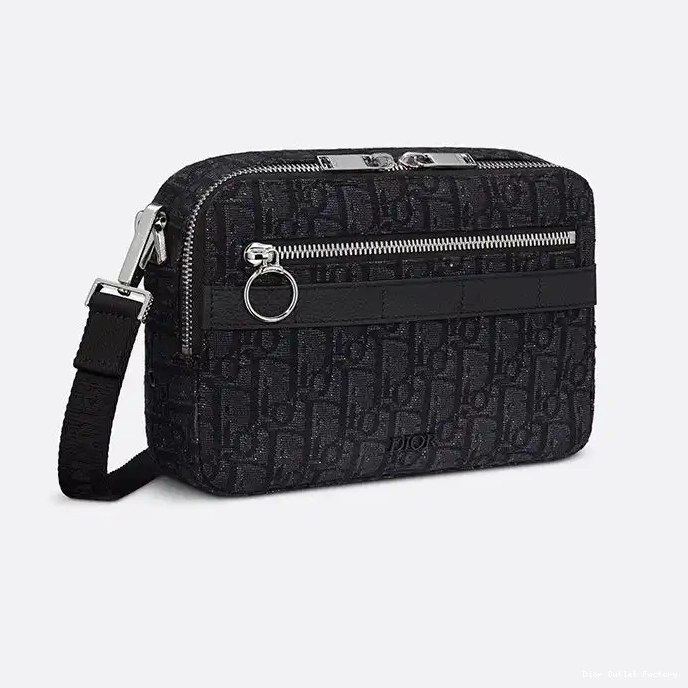 Cheap Motif Oblique Safari Dior Black Canvas Messenger 0208