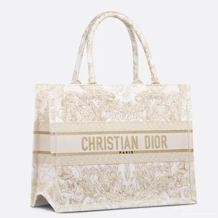 Cheap Butterfly Canvas World Dior Motif Tote White Gold Around The Book 0213