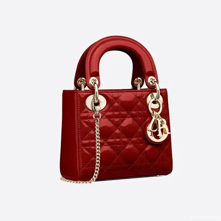 Cheap Red Mini Dior Bag Calfskin Lady Patent Cannage 0221