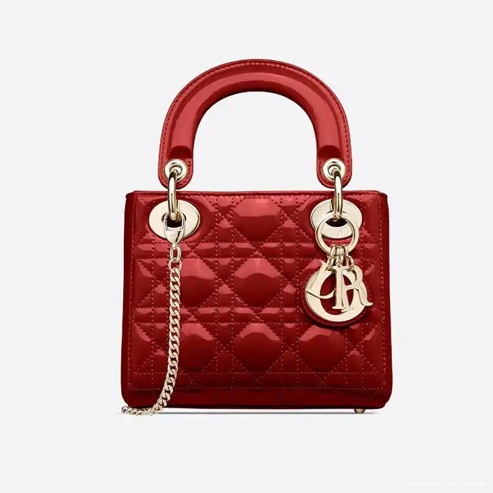 Cheap Calfskin Patent Cannage Lady Bag Mini Dior Red 0213