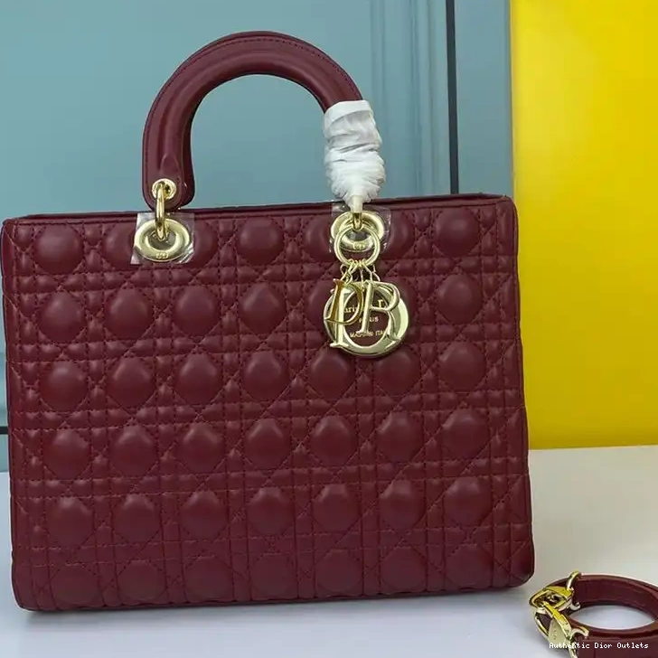 Cheap Gold Lady Lambskin Burgundy Cannage Large Dior Bag 0224