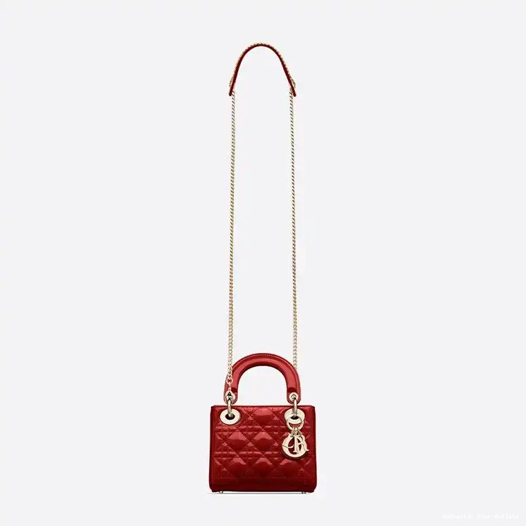 Cheap Calfskin Patent Cannage Lady Bag Mini Dior Red 0213