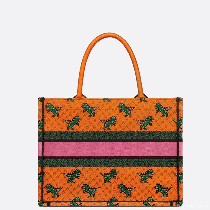 Cheap Orange Tote Fire & Book Motif Dior Dragon Canvas 0208