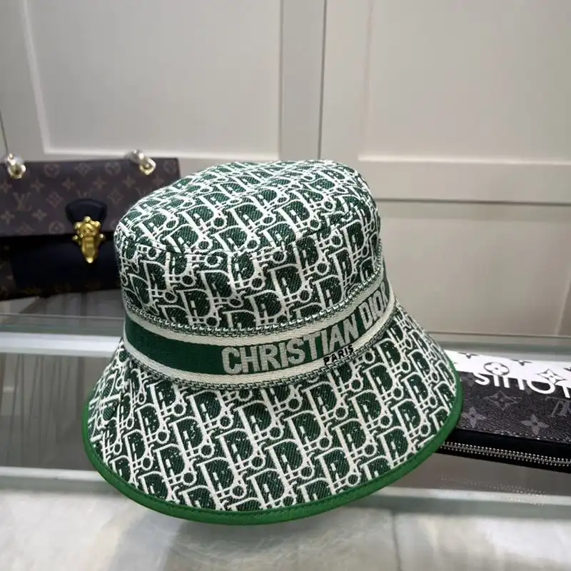 Cheap Christian Dior Bucket Hat D-Oblique Motif Canvas Green 0203