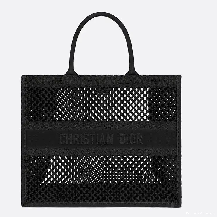 Cheap Mesh Motif Book Black Dior Tote Canvas 0216