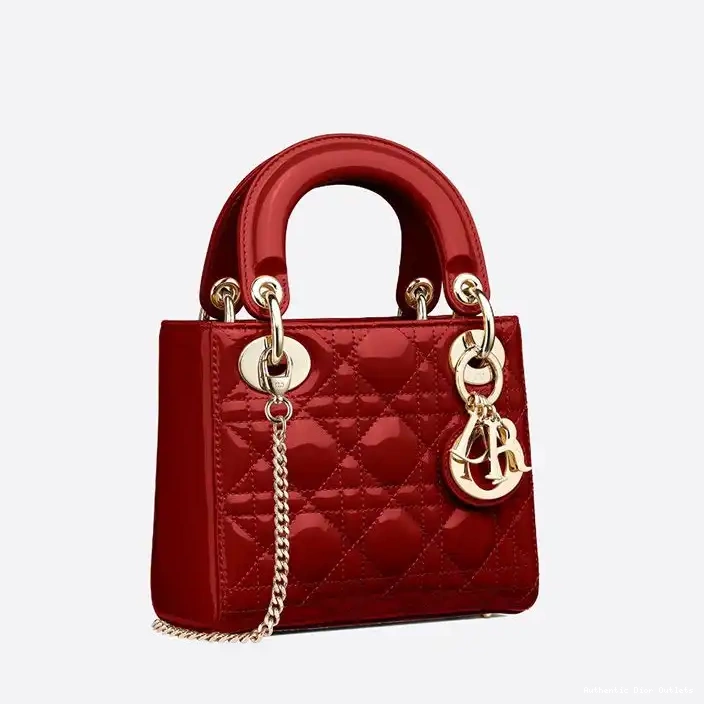 Cheap Calfskin Patent Cannage Lady Bag Mini Dior Red 0213