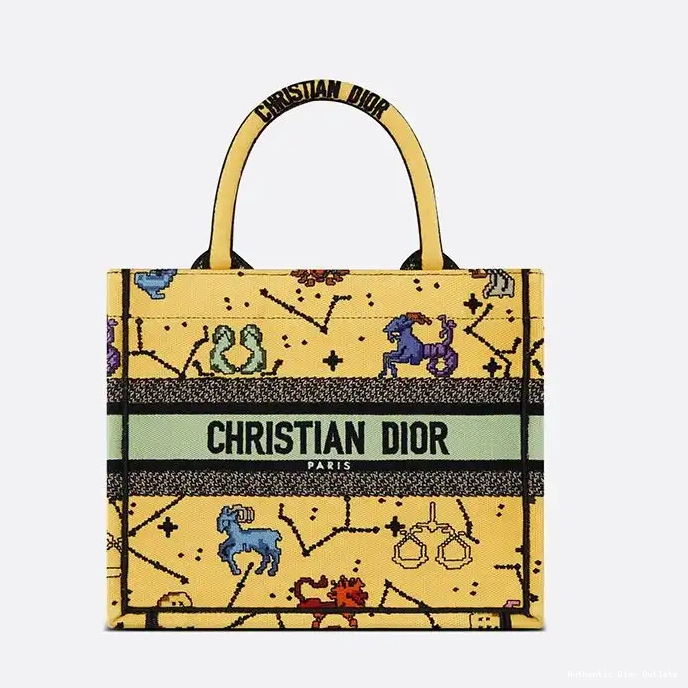 Cheap Yellow Pixel Book Dior Motif Zodiac Tote Canvas 0218