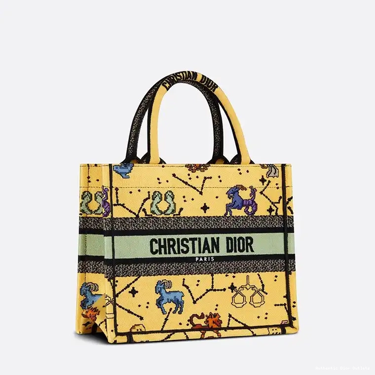 Cheap Yellow Pixel Book Dior Motif Zodiac Tote Canvas 0218