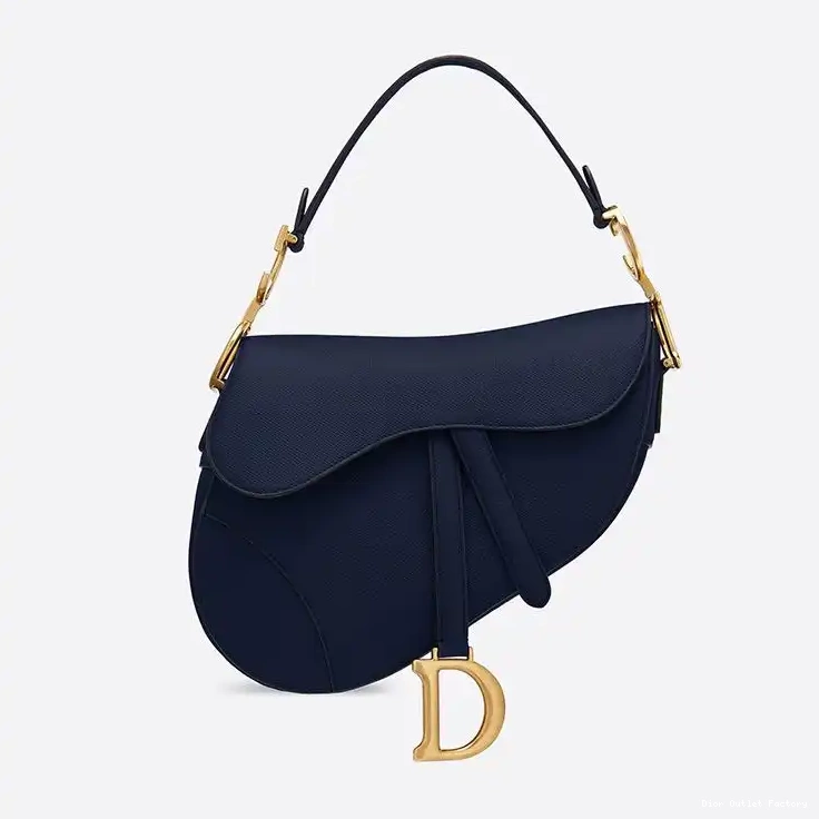 Cheap Dior Calfskin Navy Saddle Grained Blue Bag 0219