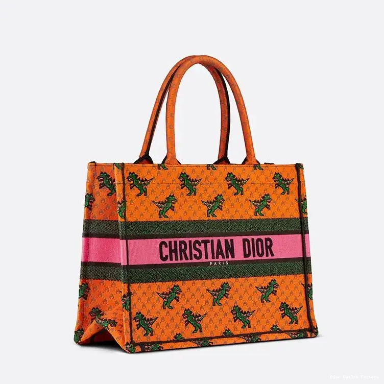 Cheap Orange Tote Fire & Book Motif Dior Dragon Canvas 0208