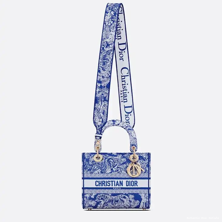 Cheap Lady Bag Bright Blue Jouy Motif Toile Medium D-lite de Canvas 0213