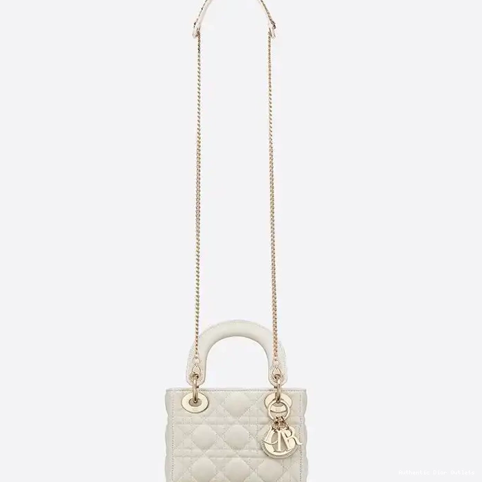 Cheap Dior White Lambskin Mini Lady Bag Cannage 0223